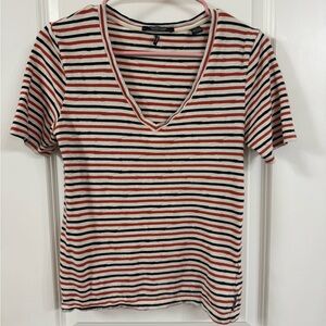 Scotch & Soda Multicolor Striped V-Neck Tee